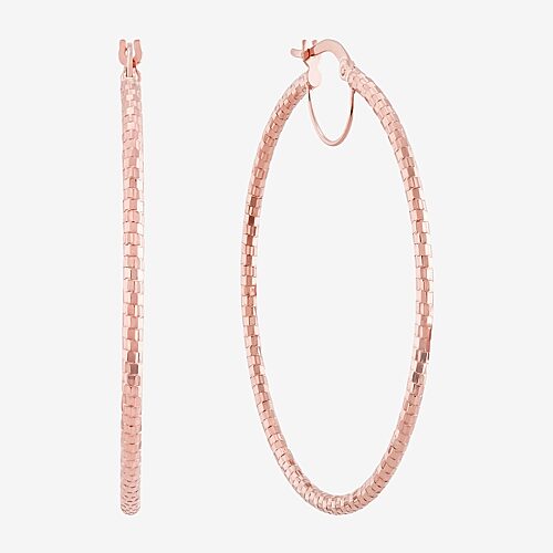 FINE JEWELRY Womens 10K Gold 64mm Hoop Earrings, One Size, Pink