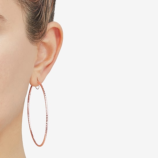 Womens 10K Gold 64mm Hoop Earrings
