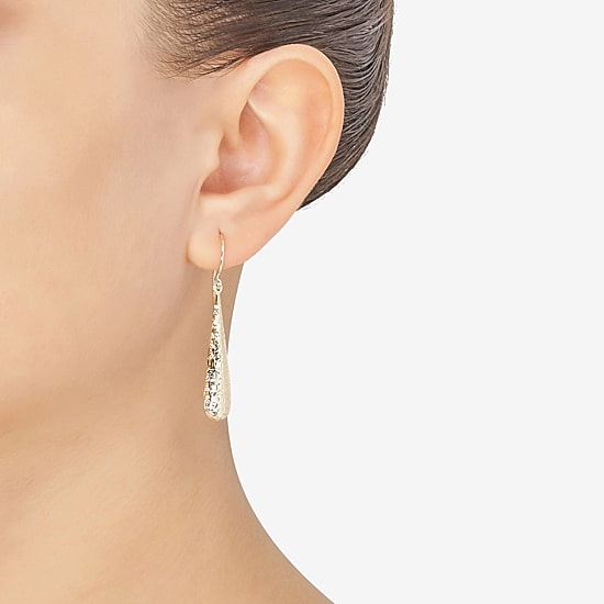 Womens 10K Gold Drop Earrings