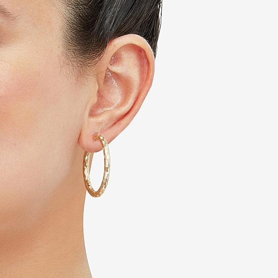 Womens 14K Gold 30mm Hoop Earrings