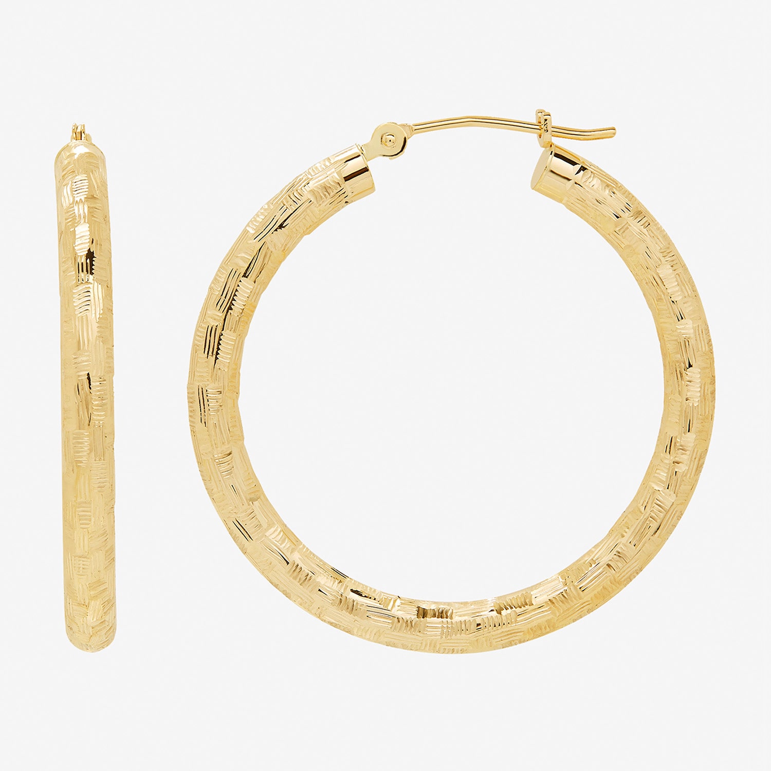 Womens 14K Gold 30mm Hoop Earrings