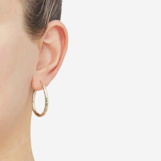 Womens 14K Gold 28mm Hoop Earrings