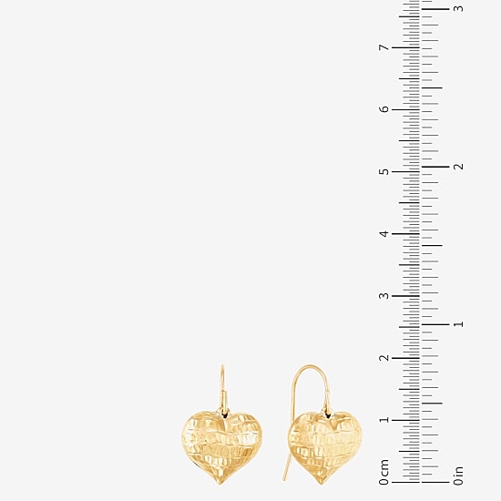 Womens 10K Gold Heart Drop Earrings