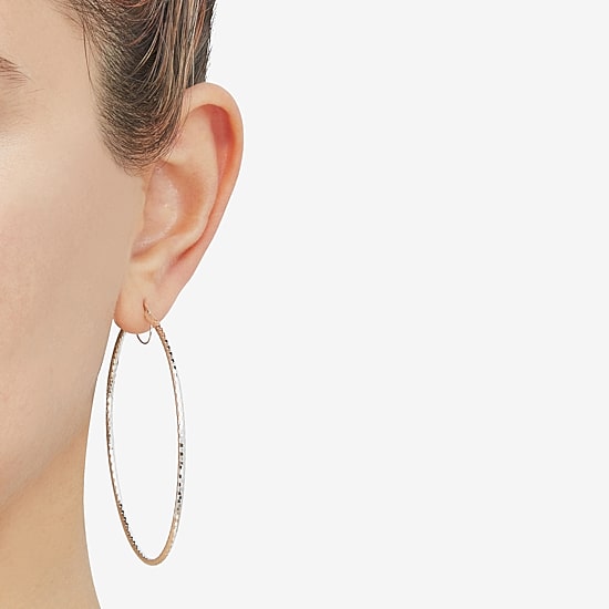 Womens 10K Gold 64mm Hoop Earrings