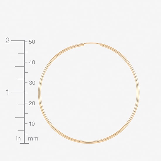 Womens 14K Gold 50mm Hoop Earrings