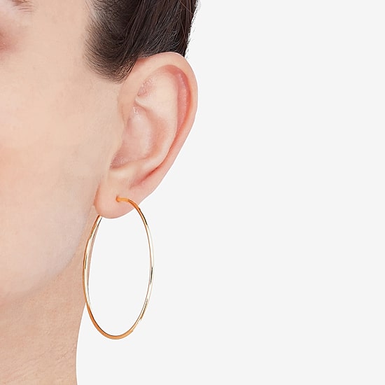 Womens 14K Gold 50mm Hoop Earrings