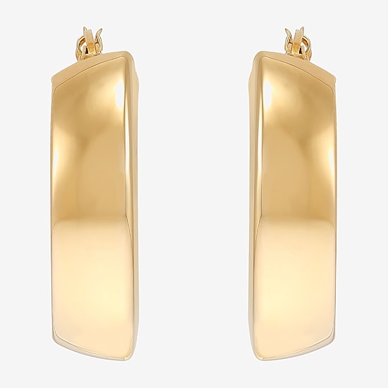 Womens 14K Gold 15mm Hoop Earrings