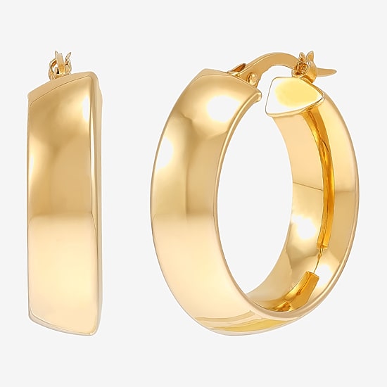 Womens 14K Gold 15mm Hoop Earrings