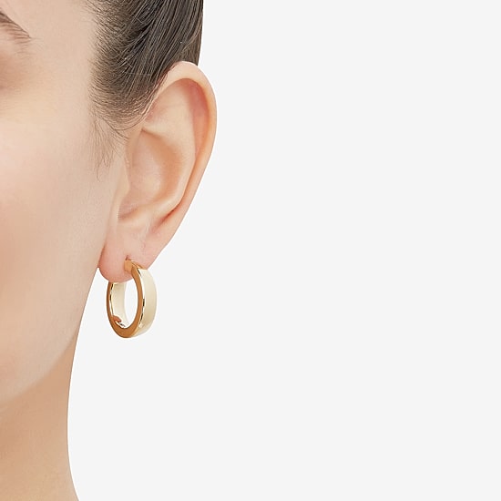 Womens 14K Gold 15mm Hoop Earrings