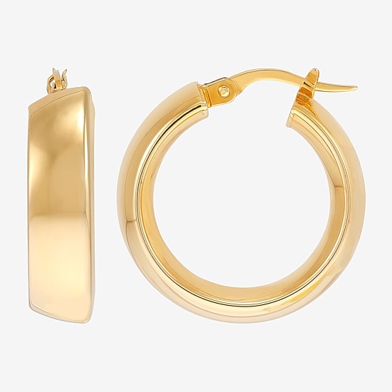 Womens 14K Gold 15mm Hoop Earrings