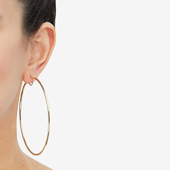 Womens 14K Gold 80mm Hoop Earrings