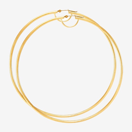 Womens 14K Gold 80mm Hoop Earrings