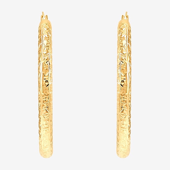 Womens 14K Gold 40mm Hoop Earrings