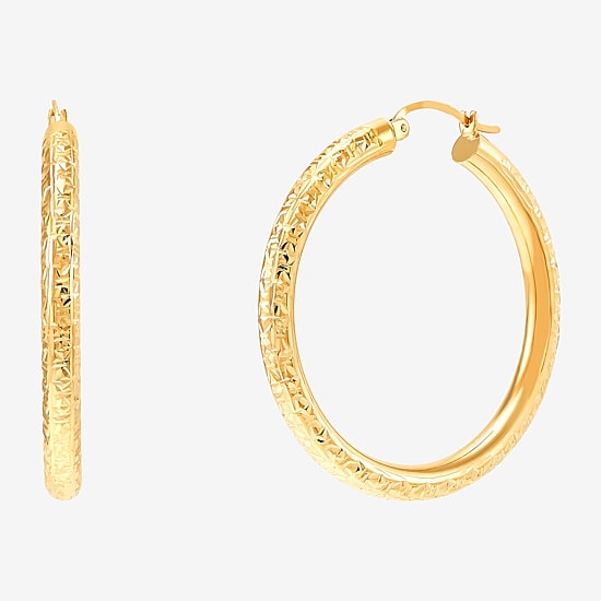 Womens 14K Gold 40mm Hoop Earrings