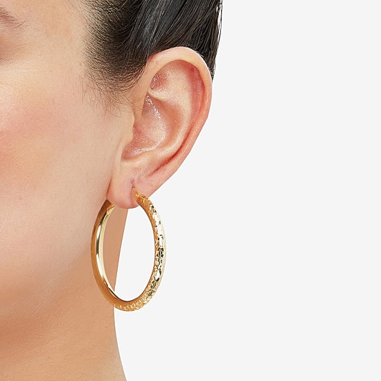 Womens 14K Gold 40mm Hoop Earrings