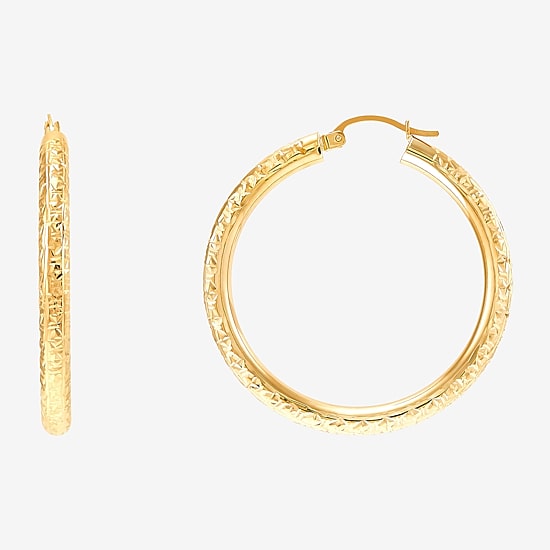 Womens 14K Gold 40mm Hoop Earrings
