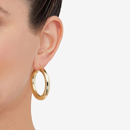 Womens 14K Gold 40mm Hoop Earrings