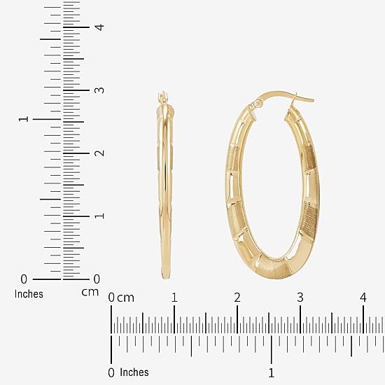 Womens 14K Gold 30mm Oval Hoop Earrings