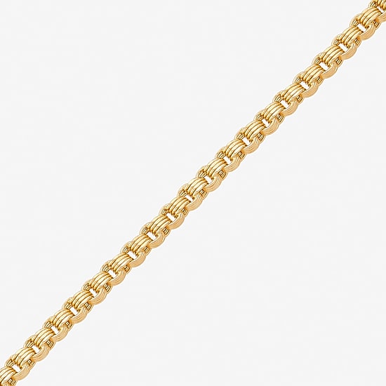 Womens 14K Gold 10 Inch Hollow Link Ankle Bracelet