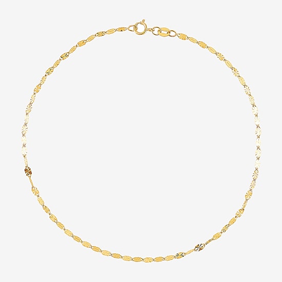 Womens 14K Gold 10 Inch Solid Fashion Ankle Bracelet