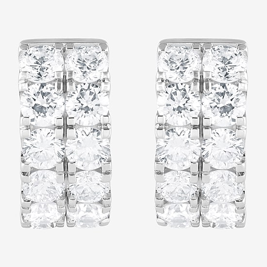 (G / Si1-Si2) Womens 2 CT. T.W. Lab Grown White Diamond Sterling Silver 13.2mm Hoop Earrings