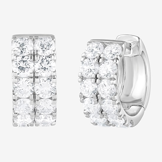 (G / Si1-Si2) Womens 2 CT. T.W. Lab Grown White Diamond Sterling Silver 13.2mm Hoop Earrings