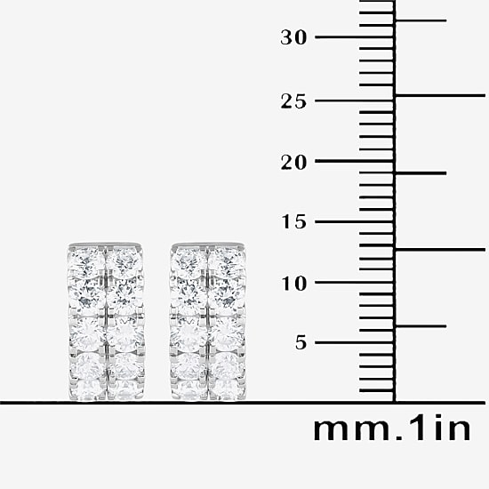 (G / Si1-Si2) Womens 2 CT. T.W. Lab Grown White Diamond Sterling Silver 13.2mm Hoop Earrings