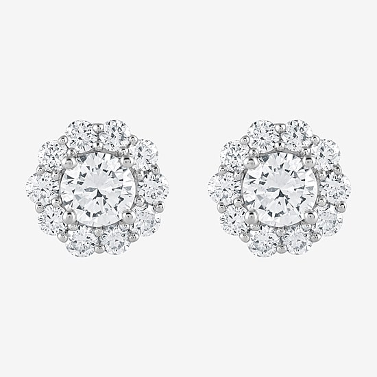 (G / Si1-Si2) 1 CT. T.W. Lab Grown White Diamond Sterling Silver 7.9mm Stud Earrings