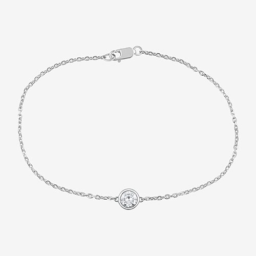(G / Si1-Si2) Womens Sterling Silver 7.25 Inch Solid Cable Chain Bracelet, One Size, White