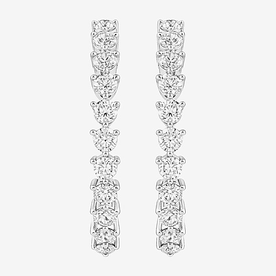 (G-H / Si2) Womens 5 CT. T.W. Lab Grown White Diamond Sterling Silver 31.9mm Hoop Earrings