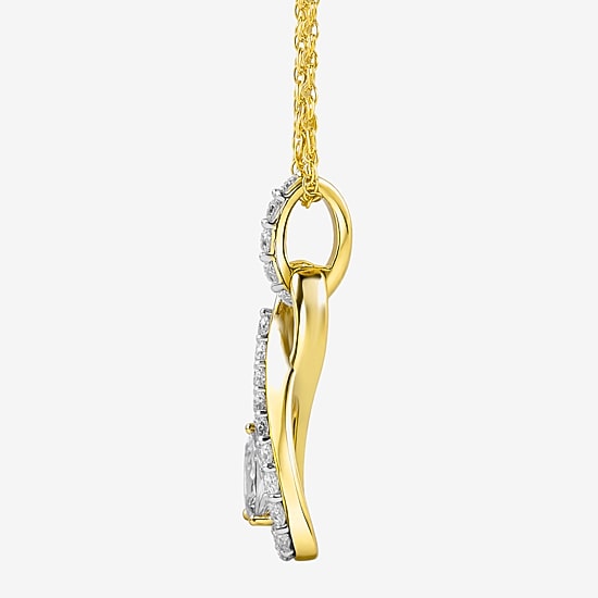 I / I2 Womens 1/2 CT. T.W. Lab Grown White Diamond 14K Gold Over Silver 18 Inch Pendant Necklace