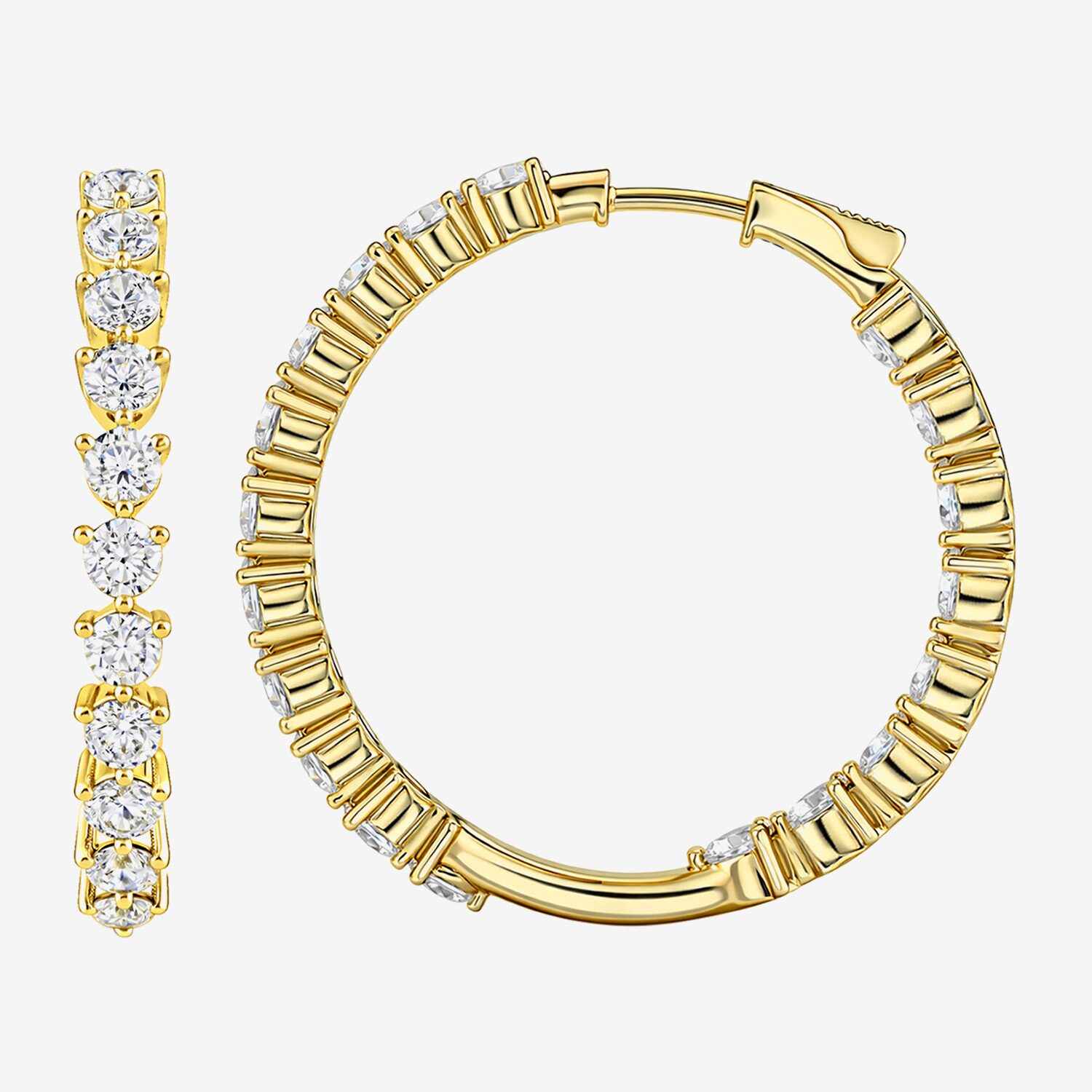 (G-H / Si2) Womens 5 CT. T.W. Lab Grown White Diamond Sterling Silver 31.9mm Hoop Earrings