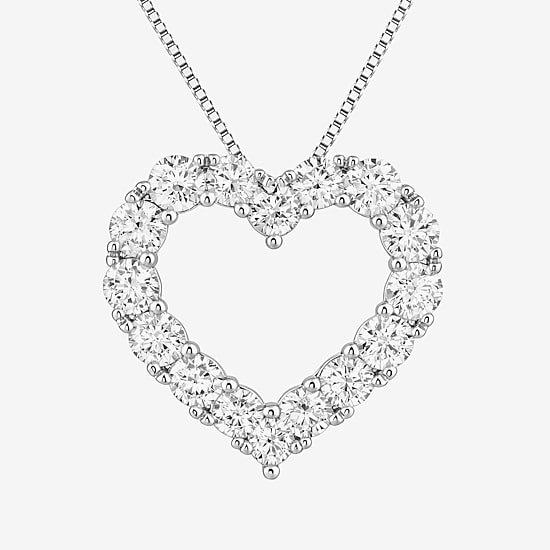 (G-H / Si2) Womens 3 CT. T.W. Lab Grown White Diamond Sterling Silver Heart 18 Inch Pendant Necklace