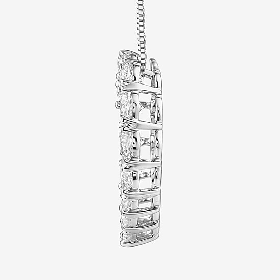 (G-H / Si2) Womens 3 CT. T.W. Lab Grown White Diamond Sterling Silver Heart 18 Inch Pendant Necklace