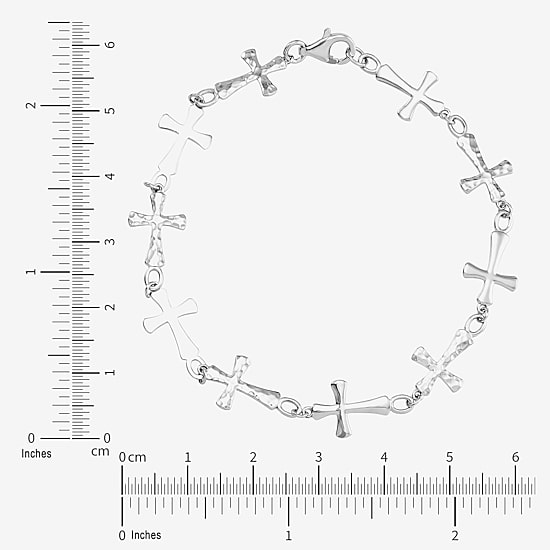 Limited Quantities! Womens Sterling Silver 7.5 Inch Solid Link Cross Chain Bracelet