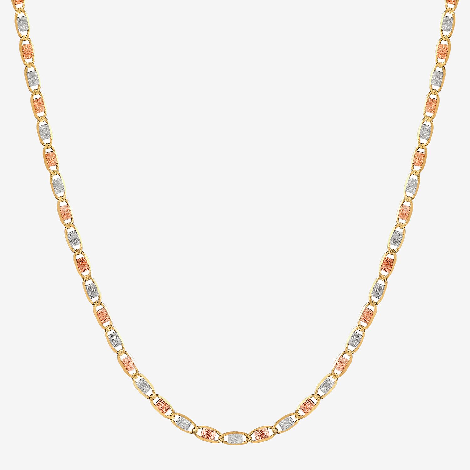 Limited Quantities! Womens 14K Tri-Color Gold 18 Inch Valentino Chain Necklace