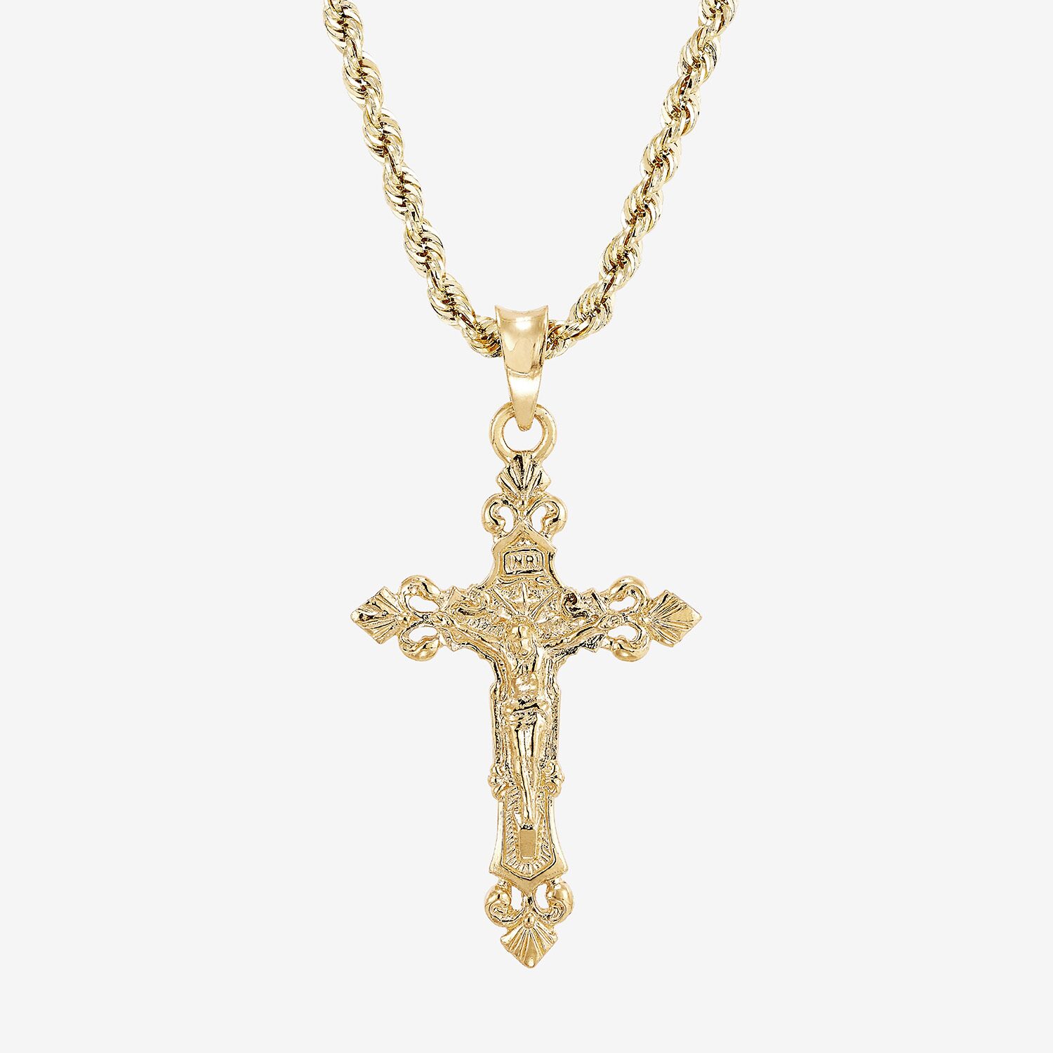 Limited Quantities! Mens 10K Gold Cross 22 Inch Pendant Necklace