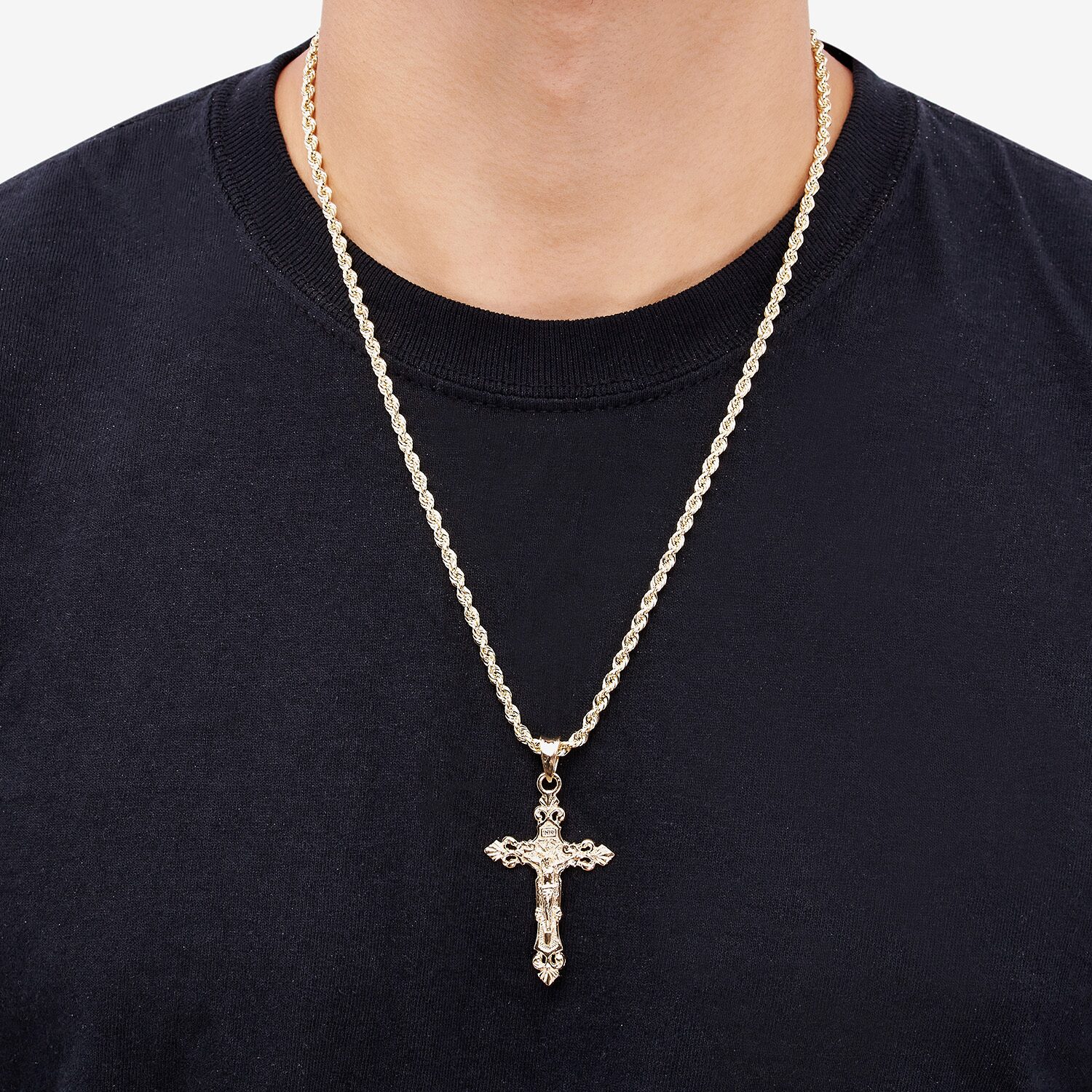 Limited Quantities! Mens 10K Gold Cross 22 Inch Pendant Necklace