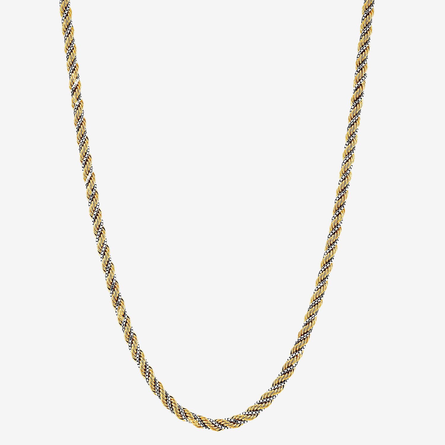 Limited Quantities! Womens 10K Two Tone Gold 20 Inch Rope Chain Necklace