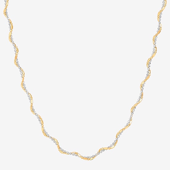 Limited Quantities! Womens 10K Two Tone Gold 18 Inch Bead Chain Necklace