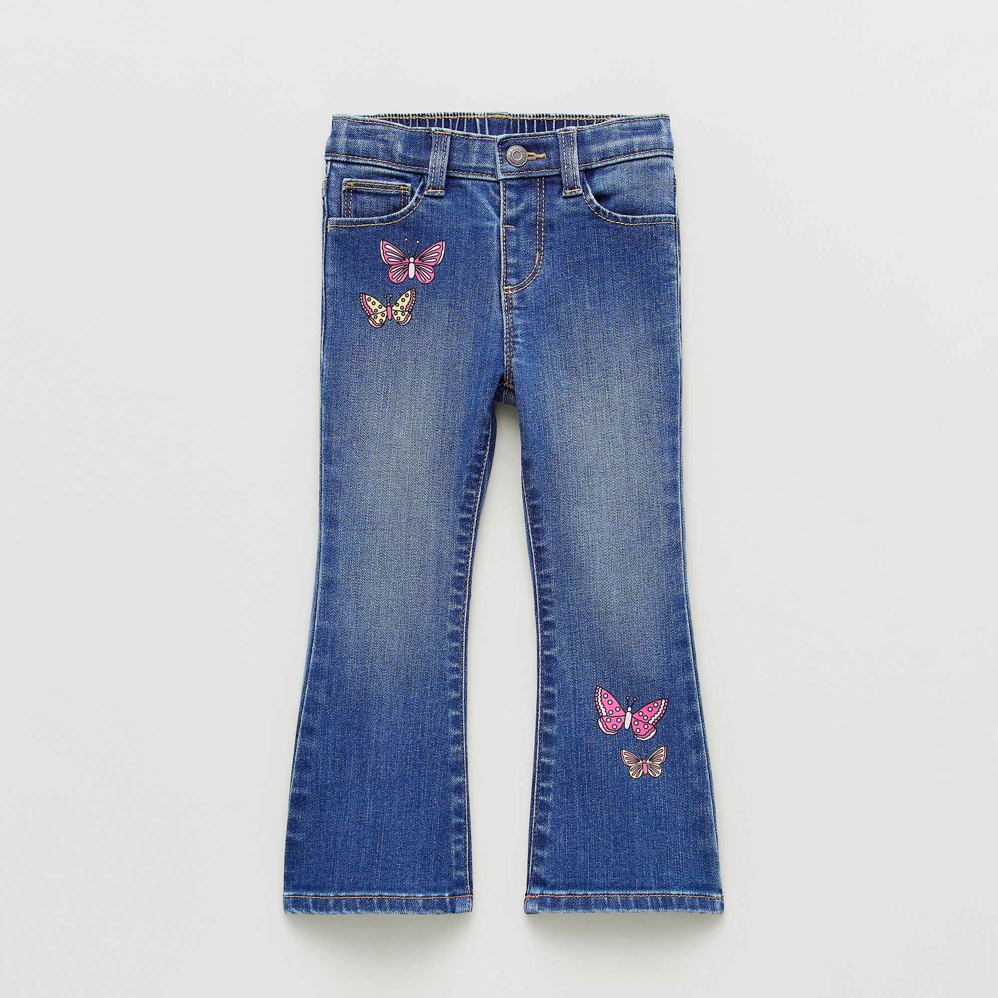 Okie Dokie Toddler & Little Girls Adjustable Waist Stretch Fabric Flare Leg Jean
