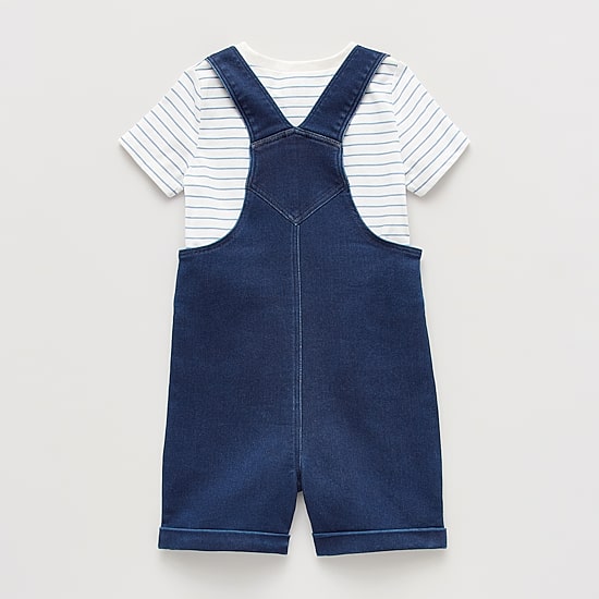 Little Lad Toddler Boys Denim 3-pc. Shortall Set