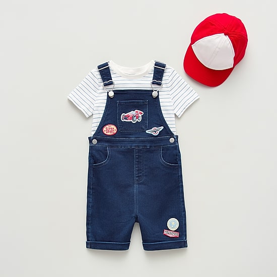 Little Lad Toddler Boys Denim 3-pc. Shortall Set