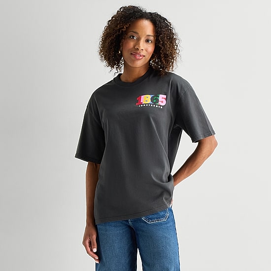 Hope & Wonder Juneteenth Unisex Adult Crew Neck Short Sleeve Regular Fit Graphic T-Shirt