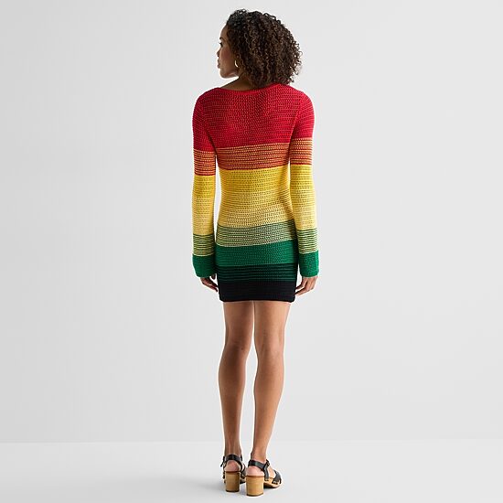 Hope & Wonder Juneteenth Womens Long Sleeve Sweater Dress