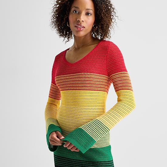 Hope & Wonder Juneteenth Womens Long Sleeve Sweater Dress