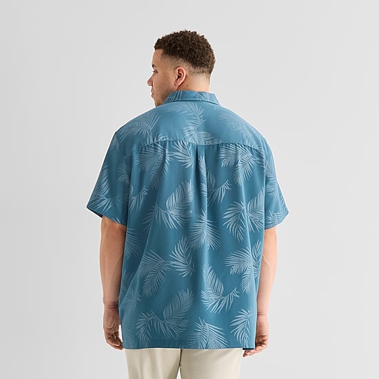 St. John's Bay Button-Down Mens Short Sleeve Big and Tall Camp Shirt
