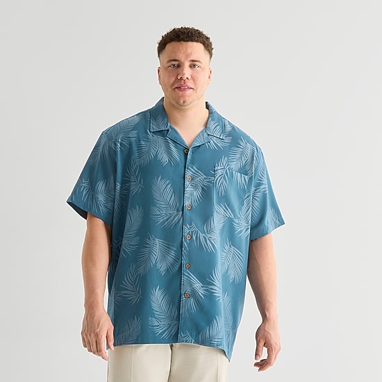 St. John's Bay Button-Down Mens Short Sleeve Big and Tall Camp Shirt