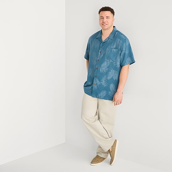 St. John's Bay Button-Down Mens Short Sleeve Big and Tall Camp Shirt