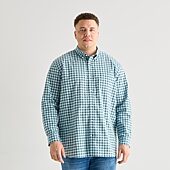 St. John's Bay Everyday Stretch Mens Long Sleeve Classic Fit Big and Tall Button-Down Shirt